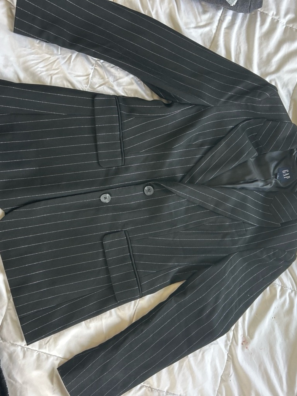 GAP Black Pinstripe Two-Button Blazer